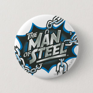 スタイルすごい化された人 Man of Steel Splash Logo 缶バッジ