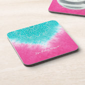 スタイルでマンダラズウェイとピンクとブルーの絞り染め コースター (左側)