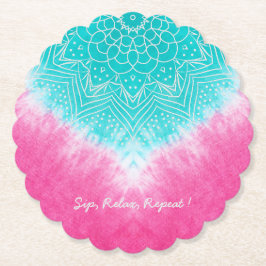 スタイルでマンダラズウェイとピンクとブルーの絞り染め ペーパーコースター