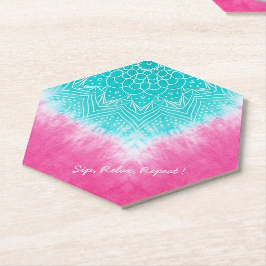 スタイルでマンダラズウェイとピンクとブルーの絞り染め ペーパーコースター (アングル)
