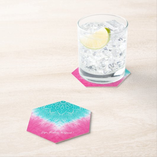 スタイルでマンダラズウェイとピンクとブルーの絞り染め ペーパーコースター (インサイチュ)