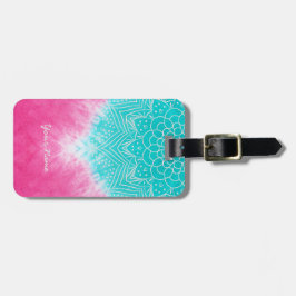 スタイルでマンダラズウェイとピンクとブルーの絞り染め ラゲッジタグ