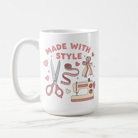 スタイルで作られたキュートなミシン コーヒーマグカップ (左)