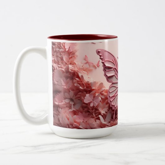 スタイルで飲む： 3Dバタフライコーヒーマグ ツートーンマグカップ (左)