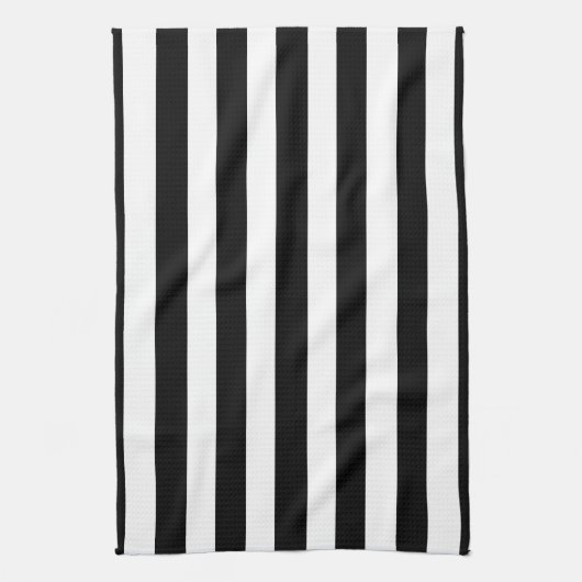 スタイルとエレガンスインブラック&ホワイトパタストライプのーン キッチンタオル (縦)