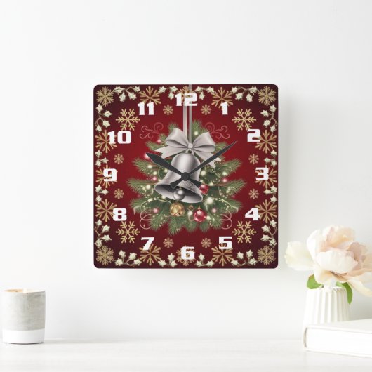 スタイルと美エレガントし華美いクリスマス スクエア壁時計 (ホーム)
