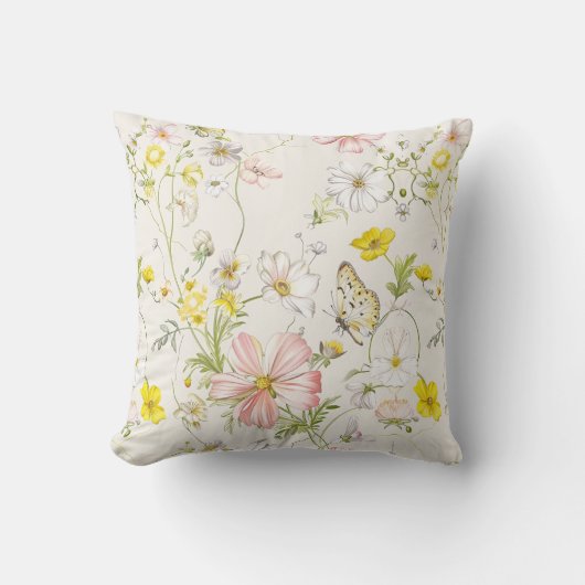 スタイルに蝶を持つ繊細な中国の花 クッション (正面)
