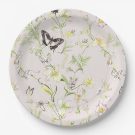 スタイルに蝶を持つ繊細な中国の花 ペーパープレート