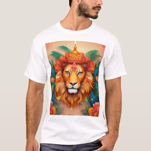 "スタイルに轟音威厳のある:ライオンのグラフィックTシャツ Tシャツ (正面)