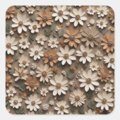 スタイルに集合した3Dの花ミニマル類 スクエアシール (正面)