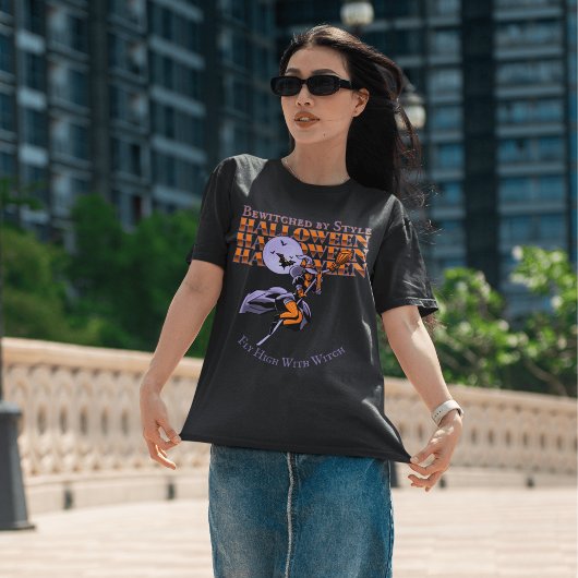 スタイルに魅惑される:魔女ハロウィーンで高く飛ぶ Tシャツ