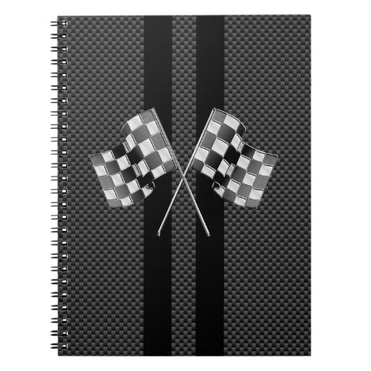 スタイルのようなストライプなカーボン繊維の旗の競争 ノートブック (正面)