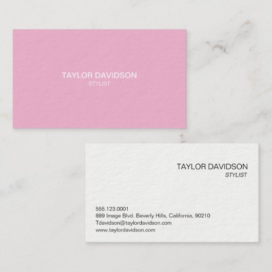 スタイルのエレガンス:ピンク、ブラック、ホワイトのビジネスCa 名刺 (正面/裏面)