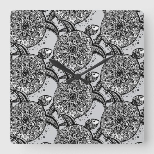 スタイルのカメパターン スクエア壁時計 (正面)