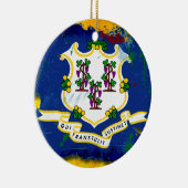 スタイルのコネチカットのグランジな旗 セラミックオーナメント (右)