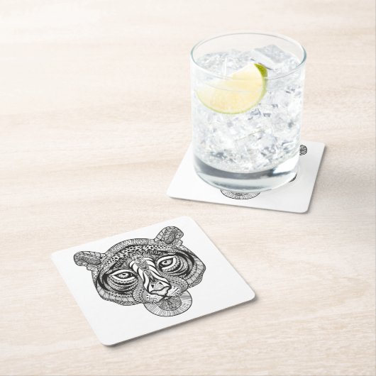 スタイルのトラ スクエアペーパーコースター (インサイチュ)