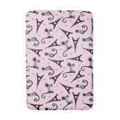 スタイルのドレフランスのス猫とエッフェルタワーの柄 バスマット (正面縦)