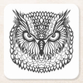 スタイルのワシミミズクの頭部 スクエアペーパーコースター (正面)