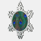 スタイルの装飾をエッチングする鮮やかな孔雀の羽 スノーフレークピューターオーナメント (右)