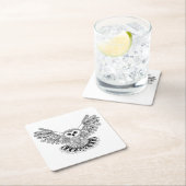 スタイルの黒いフクロウ スクエアペーパーコースター (インサイチュ)