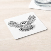 スタイルの黒いフクロウ スクエアペーパーコースター (アングル)