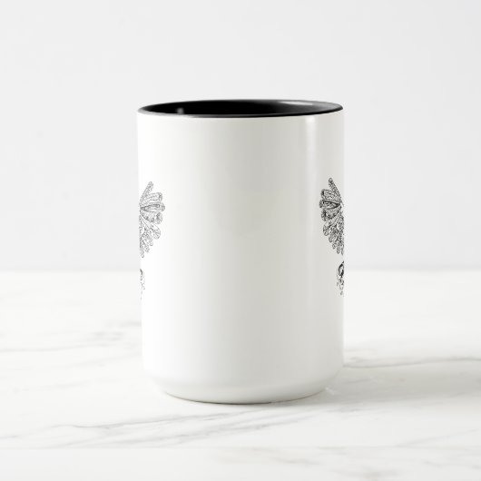 スタイルの黒いフクロウ マグカップ (中央)