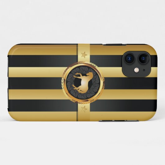 スタイルの黒のストライプの金ゴールドの馬のiPhone 5の場合を遊ばして下さい Case-Mate iPhoneケース (裏面(横))