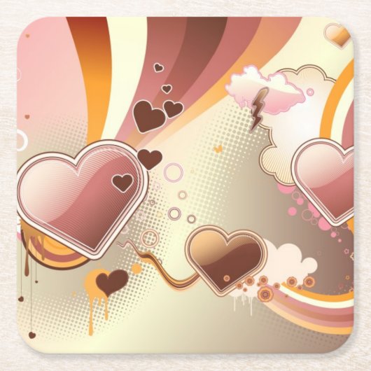 スタイルを作られたデザインの背景 スクエアペーパーコースター (正面)