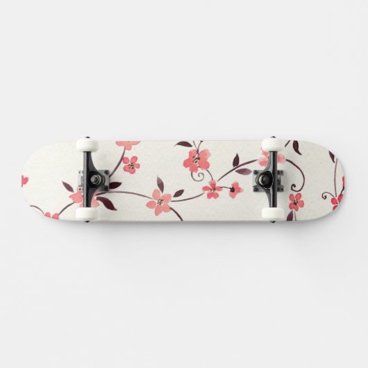 スタイルを作られた春が付いている水彩画の継ぎ目が無いパターン スケートボード (横)