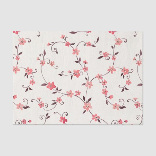 スタイルを作られた春が付いている水彩画の継ぎ目が無いパターン 薄葉紙 (正面)