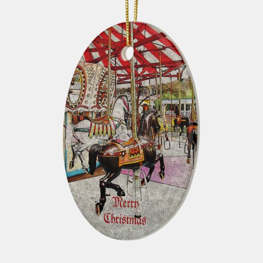スタイルを作られるメリーゴーランドのオーナメントのヴィンテージ セラミックオーナメント (左)