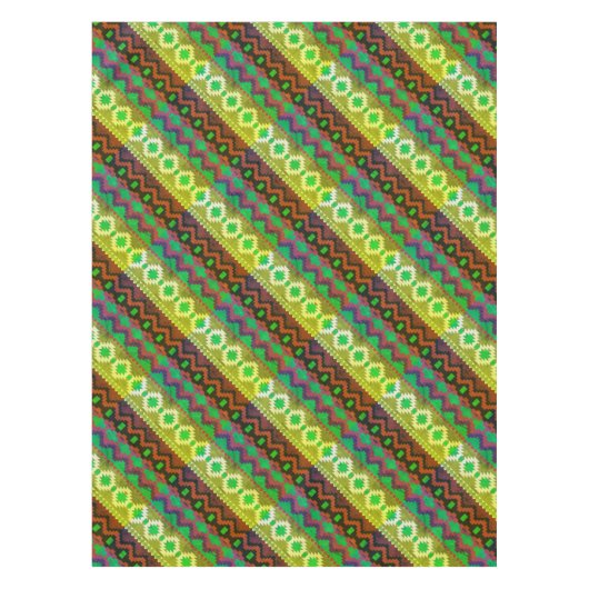 スタイルアステカグリーンブラウンタン テーブルクロス (正面)