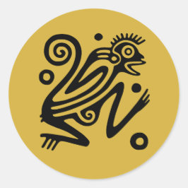 スタイルアステカメキシカンモンキーブラックオン金ゴールド ラウンドシール