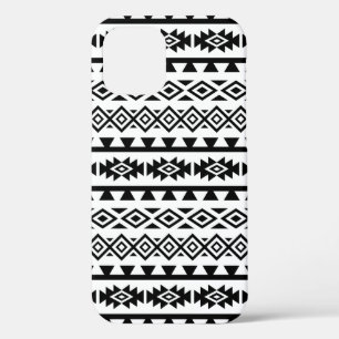 スタイルアステカ化されたビッグパターンII黒（白） iPhone 12 PROケース