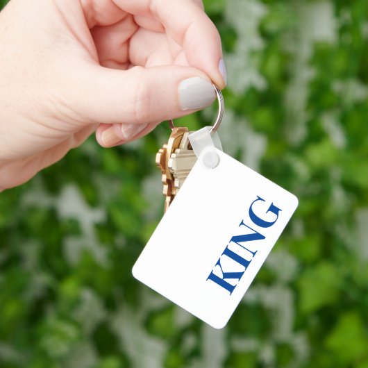 スタイルアルミニウム長方形キング文字キーチェーン キーホルダー (手)
