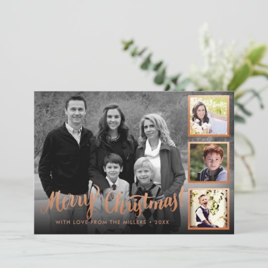 スタイルエレガントバラ金ゴールドメリークリスマスコラージュ シーズンカード (スタンド正面)