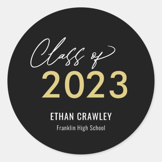 スタイルギャラリー編集可能なカラー卒業ステッカー ラウンドシール (正面)