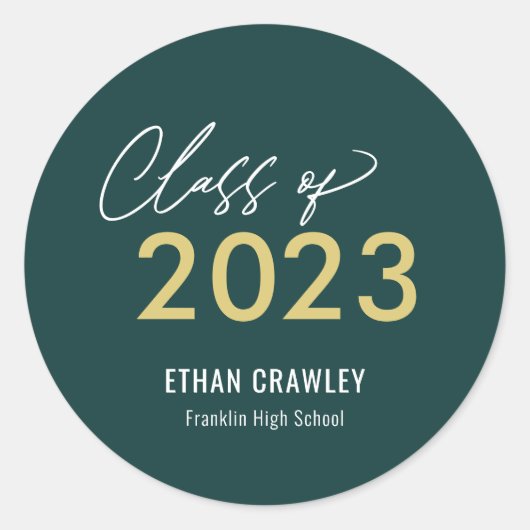 スタイルギャラリー編集可能なカラー卒業ステッカー ラウンドシール (正面)