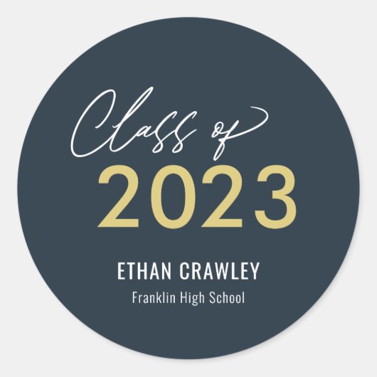 スタイルギャラリー編集可能なカラー卒業ステッカー ラウンドシール (正面)