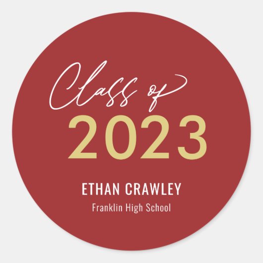 スタイルギャラリー編集可能なカラー卒業ステッカー ラウンドシール (正面)