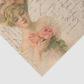 スタイルクラシックはがきおビクトリアンよびバラ付き女性 薄葉紙 (詳細)