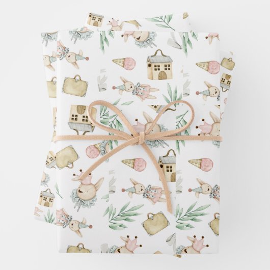 スタイルクラシックバニー赤ちゃんシャワーギフトラップ ラッピングペーパーシート (インサイチュ)