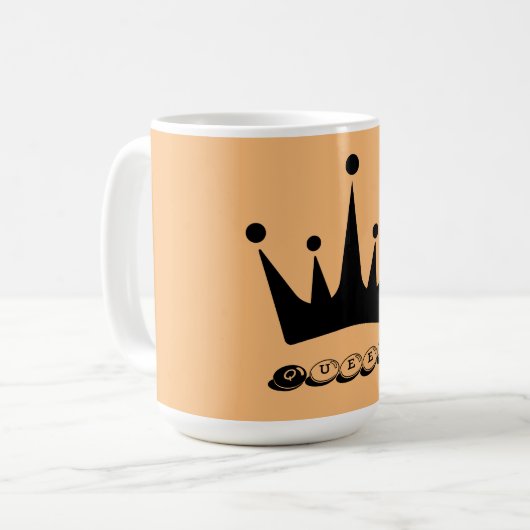 スタイルクラシックマグブラッククラウンクイーン文字名 コーヒーマグカップ (正面左)