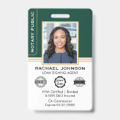 スタイルクラシック公証人署名エージェントID緑金ゴールド バッジ (表面)