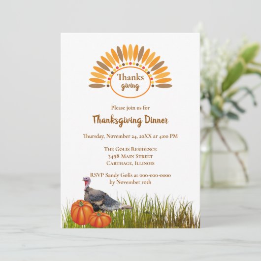 スタイルクラシック感謝祭ディナー招待状 招待状 (スタンド正面)