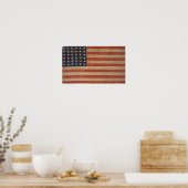 スタイルグランジヴィンテージ愛国的アメリカ国旗 ポスター (キッチン)