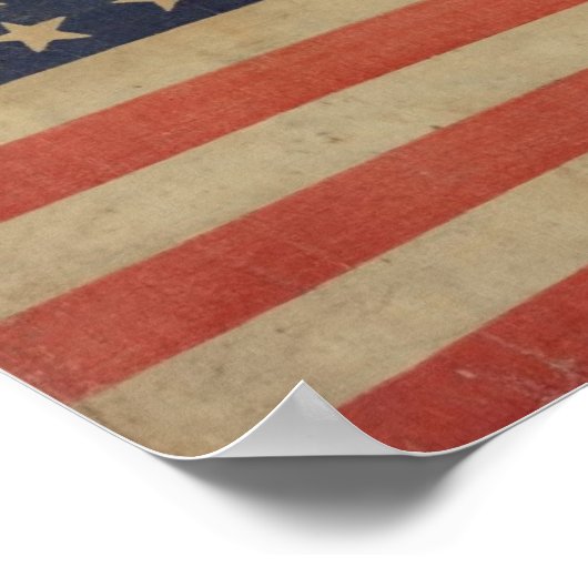 スタイルグランジヴィンテージ愛国的アメリカ国旗 ポスター (角)