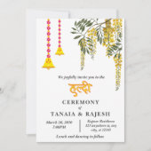 スタイルコンテンポラリーインディアン結婚のハルディ式 招待状 (正面)