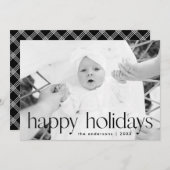 スタイルシンプルブラックハッピーホリデーズフォト シーズンカード (正面/裏面)