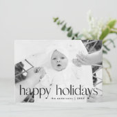 スタイルシンプルブラックハッピーホリデーズフォト シーズンカード (スタンド正面)